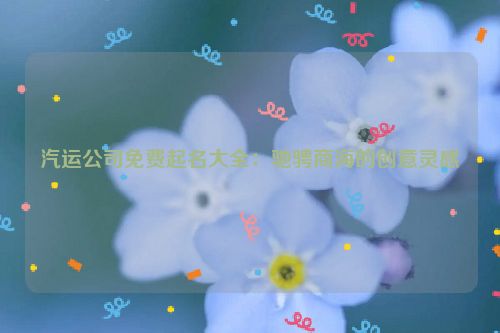 汽运公司免费起名大全：驰骋商海的创意灵感