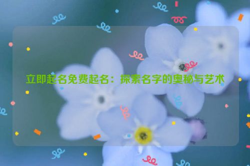 立即起名免费起名：探索名字的奥秘与艺术