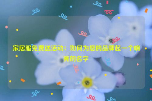 家居服免费送活动：如何为您的品牌起一个响亮的名字