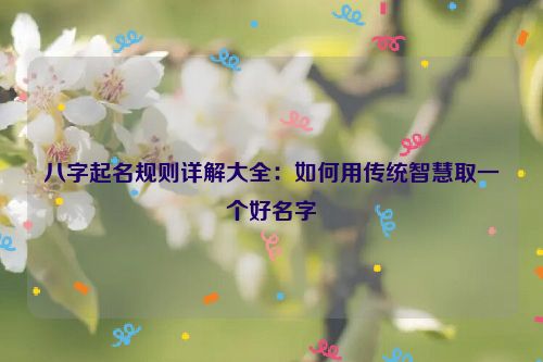 八字起名规则详解大全：如何用传统智慧取一个好名字