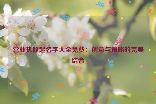 营业执照起名字大全免费：创意与策略的完美结合