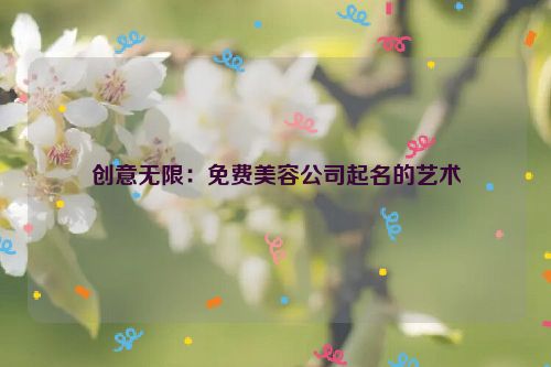 创意无限：免费美容公司起名的艺术