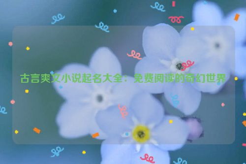 古言爽文小说起名大全：免费阅读的奇幻世界