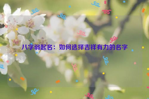 八字弱起名：如何选择吉祥有力的名字