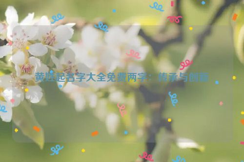 黄姓起名字大全免费两字：传承与创新