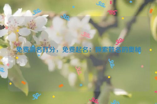 免费测名打分，免费起名：探索姓名的奥秘