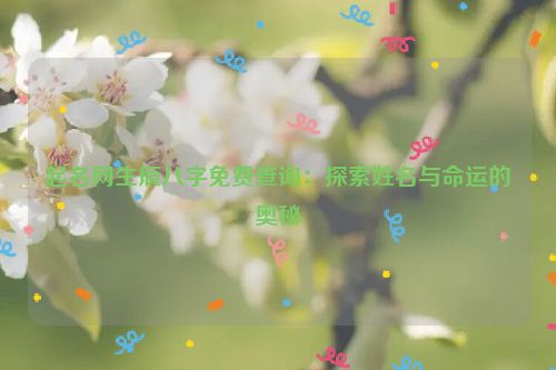 起名网生辰八字免费查询：探索姓名与命运的奥秘