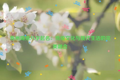 苏州周易八字起名：传统文化与现代生活的完美融合