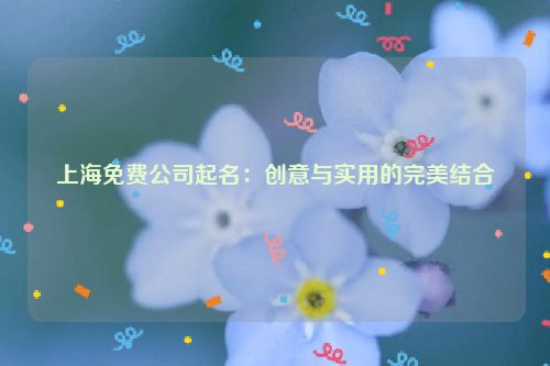 上海免费公司起名：创意与实用的完美结合