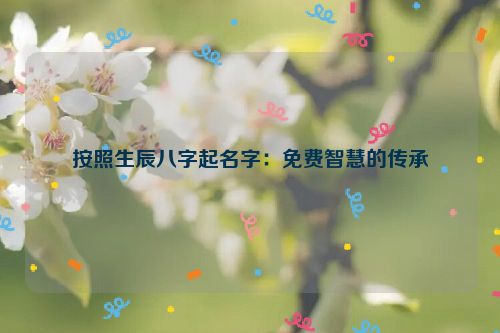 按照生辰八字起名字：免费智慧的传承