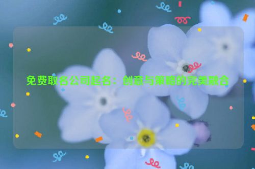 免费取名公司起名：创意与策略的完美融合