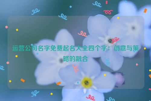 运营公司名字免费起名大全四个字：创意与策略的融合