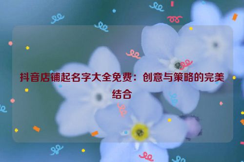 抖音店铺起名字大全免费：创意与策略的完美结合