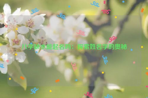 八字缺水能起名吗：探索姓名学的奥秘