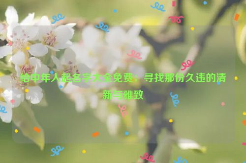 给中年人起名字大全免费：寻找那份久违的清新与雅致