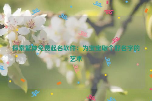 探索繁体免费起名软件：为宝宝取个好名字的艺术