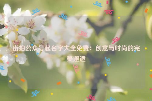 街拍公众号起名字大全免费：创意与时尚的完美邂逅