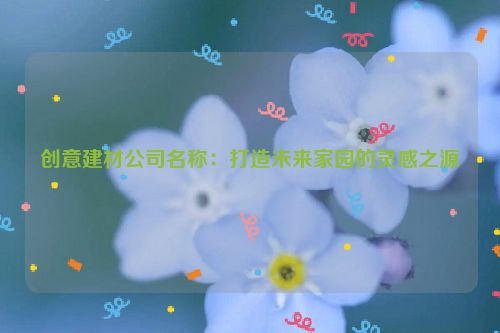 创意建材公司名称：打造未来家园的灵感之源