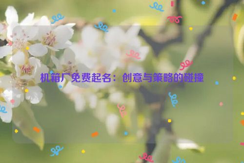 机箱厂免费起名：创意与策略的碰撞