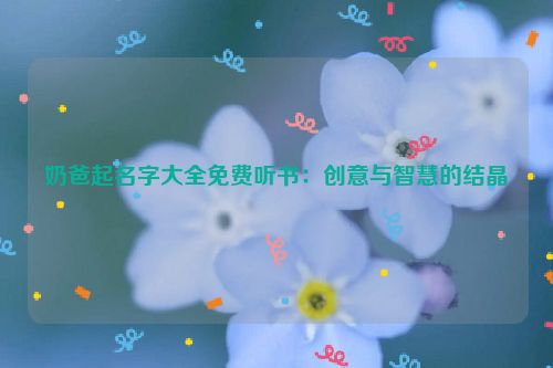 奶爸起名字大全免费听书：创意与智慧的结晶