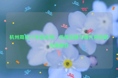 杭州周易八字起名网：传统智慧与现代科技的完美融合