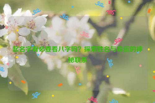 起名字有必要看八字吗？探索姓名与命运的神秘联系