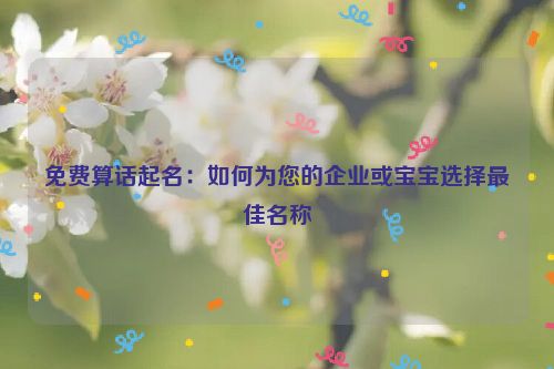 免费算话起名：如何为您的企业或宝宝选择最佳名称