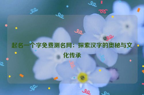 起名一个字免费测名网：探索汉字的奥秘与文化传承