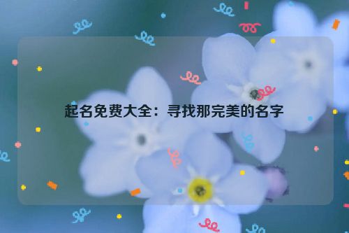 起名免费大全：寻找那完美的名字