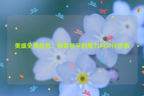 美盛免费起名：探索名字的魔力与文化价值