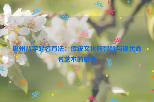 惠州八字起名方法：传统文化的智慧与现代命名艺术的融合