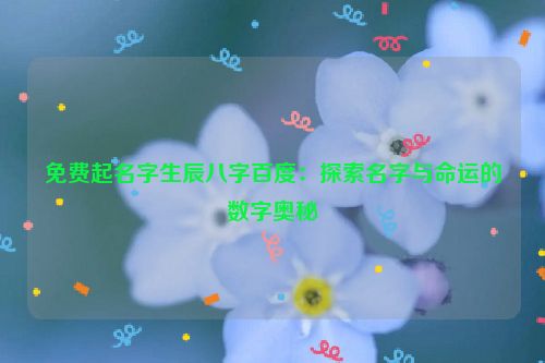 免费起名字生辰八字百度：探索名字与命运的数字奥秘